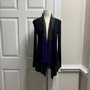 Karen Kane Black Purple Open Cardigan wrap sweater size small S 346